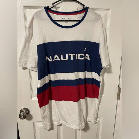 Nautica Graphic Short Sleeve T-Shirt Men's XL Rare Find Red Whte Blue - Picture 1 of 6